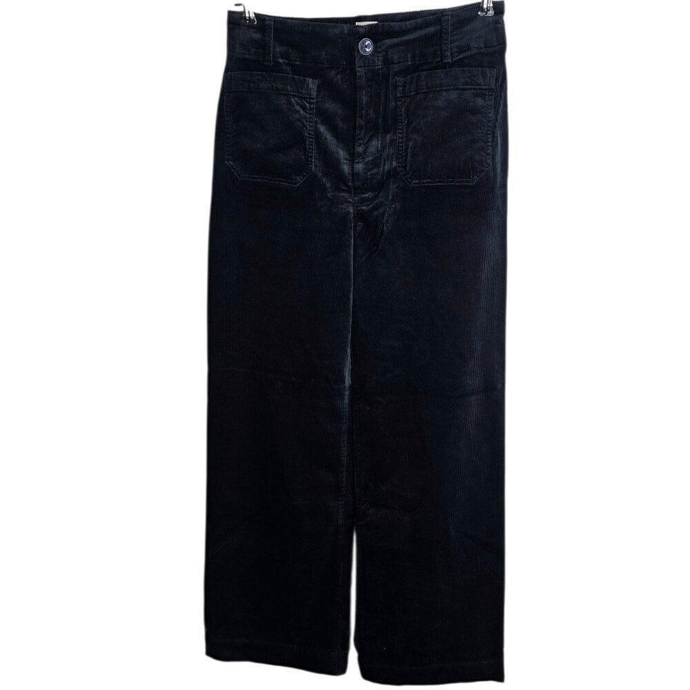 Anthropologie Maeve The Colette Corduroy Full Length Wide Leg Pant, Black, 31 T
